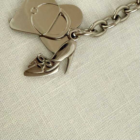 Vintage Nine West Keychain Heart Handbag Heel Charms Silver Tone Y2K 2000s - Picture 5 of 9